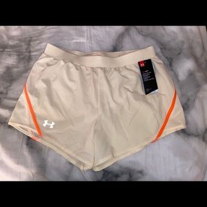 NWT! yellow Under Armour running shorts